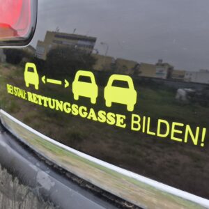 Rettungsgasse Aufkleber Neon Gelb Fahrzeug Sticker 30x 3,4 cm