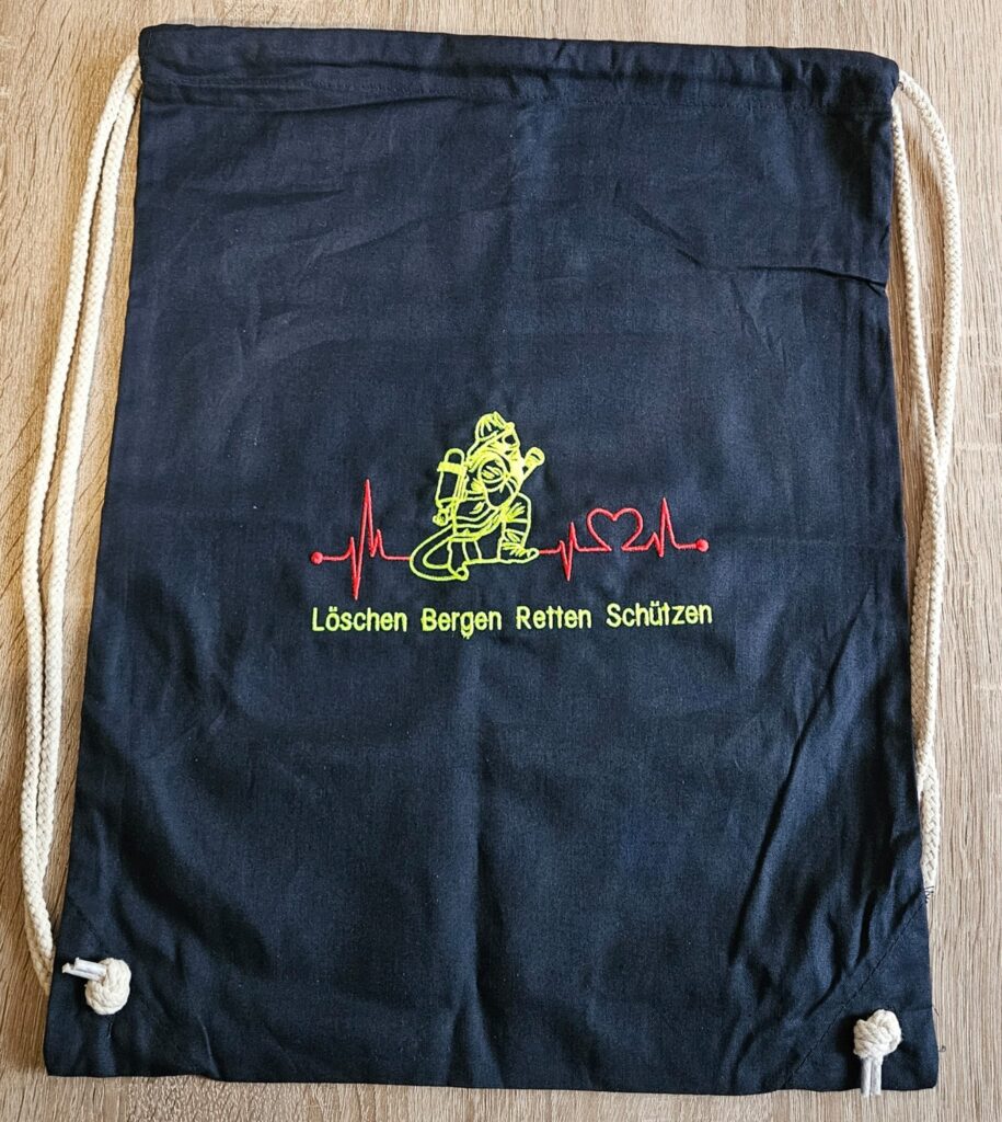 Turnbeutel Herzschlag Feuerwehr Hochwertiger Stick